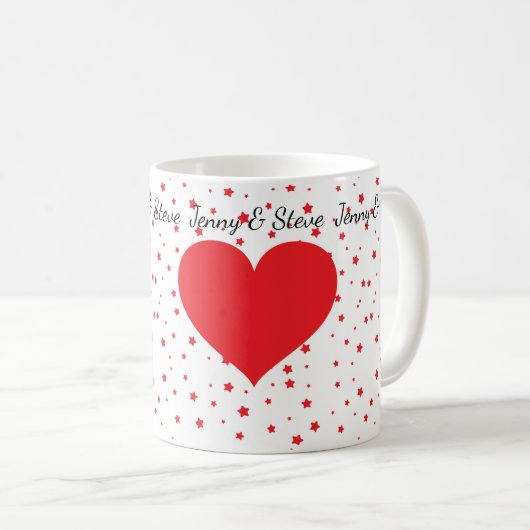 パーソナライズな赤いハートのバレンタインデーのコーヒー・マグ コーヒーマグカップ (正面右)