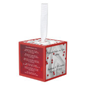 パーソナライズな赤いハートを賛美するアパッシュの結婚式 キューブオーナメント (正面アングル)