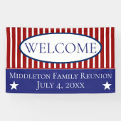 パーソナライズな赤い白くおよび青の星条旗 横断幕 (横)