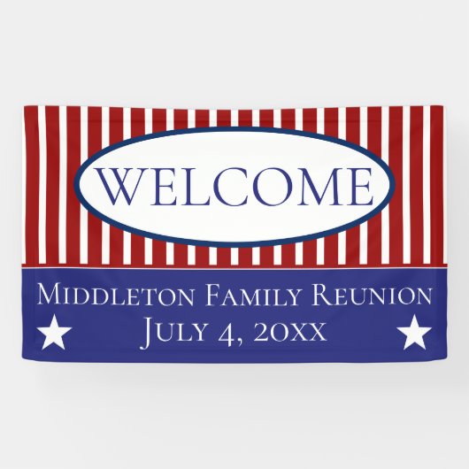 パーソナライズな赤い白くおよび青の星条旗 横断幕 (横)