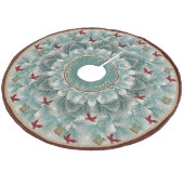 パーソナライズな赤い鳥およびWispyマツ フリース ツリースカート (アングル)