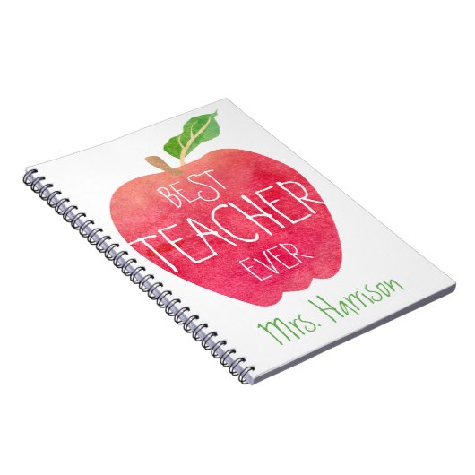 パーソナライズな赤いApple最も最高のな先生 ノートブック (右側)