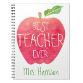 パーソナライズな赤いApple最も最高のな先生 ノートブック (正面)