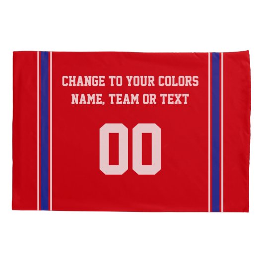 パーソナライズな赤く白くおよび青のホッケーの枕箱 枕カバー (裏面)