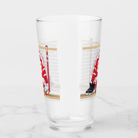 パーソナライズな赤と白のアイスホッケー タンブラーグラス (右)