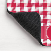 パーソナライズな赤と白のギンガムの格子縞パターン マウスパッド (コーナー)