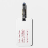 パーソナライズな赤と白のチューリップの荷物のラベル ラゲッジタグ (裏面縦)