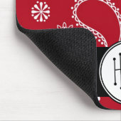 パーソナライズな赤と白のペイズリーパターン国 マウスパッド (コーナー)