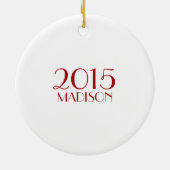 パーソナライズな赤と白の雪片の体操 セラミックオーナメント (裏面)