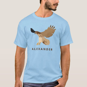 パーソナライズな赤後につかれたタカ飛行中に Tシャツ