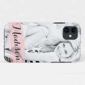 パーソナライズな赤面のピンクの水彩画のカスタムな写真 Case-Mate iPhoneケース (裏面(横))