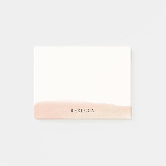 パーソナライズな赤面のモモの水彩画のブラシの打撃 ポストイット (正面)