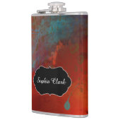 パーソナライズな赤、水及び金ゴールドのグランジな抽象美術 フラスク (左)