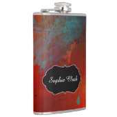 パーソナライズな赤、水及び金ゴールドのグランジな抽象美術 フラスク (右)