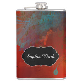 パーソナライズな赤、水及び金ゴールドのグランジな抽象美術 フラスク