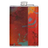 パーソナライズな赤、水及び金ゴールドのグランジな抽象美術 フラスク (裏面)