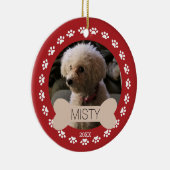 パーソナライズな足及び骨の写真犬のオーナメント セラミックオーナメント (右)