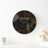 パーソナライズな軍のカムフラージュのフォントElisabeth ラージ壁時計 (ホーム)
