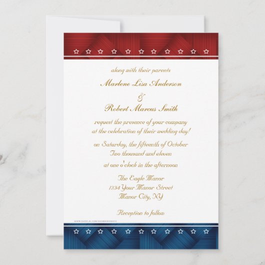 パーソナライズな軍のハートの結婚式招待状 招待状 (裏面)