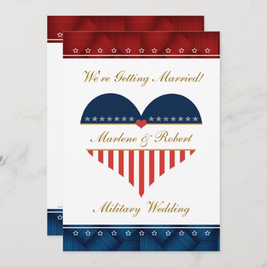 パーソナライズな軍のハートの結婚式招待状 招待状 (正面/裏面)