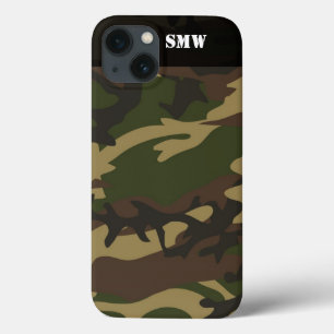 パーソナライズな軍のCamoflaugeの迷彩柄の緑 iPhone 13ケース