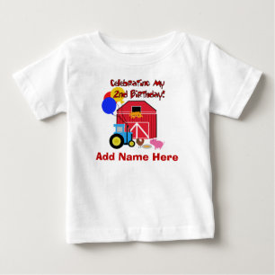 パーソナライズな農場の第2誕生日のTシャツ ベビーTシャツ