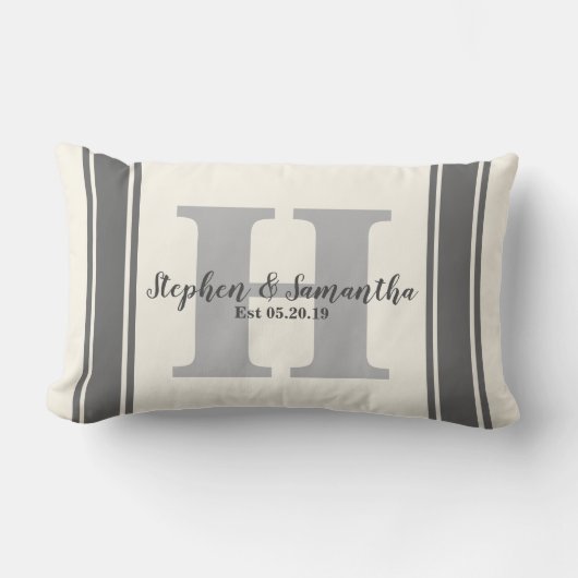 パーソナライズな農家の穀物袋結婚式の日付 ランバークッション (正面)