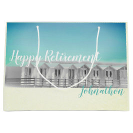 パーソナライズな退職のビーチ小屋の大きいギフトバッグ ラージペーパーバッグ