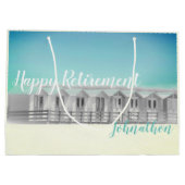 パーソナライズな退職のビーチ小屋の大きいギフトバッグ ラージペーパーバッグ (裏面)