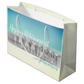 パーソナライズな退職のビーチ小屋の大きいギフトバッグ ラージペーパーバッグ (裏面アングル)