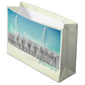 パーソナライズな退職のビーチ小屋の大きいギフトバッグ ラージペーパーバッグ (正面アングル)