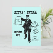 パーソナライズな退職のヴィンテージ新聞人 招待状 (スタンド正面)