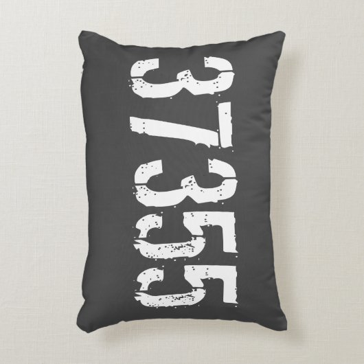 パーソナライズな郵便番号素朴な灰色の枕 アクセントクッション (正面(垂直))