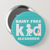 パーソナライズな酪農場の自由なすごい男の子のティール(緑がかった色)のシェブロンPin 缶バッジ (正面&裏面)