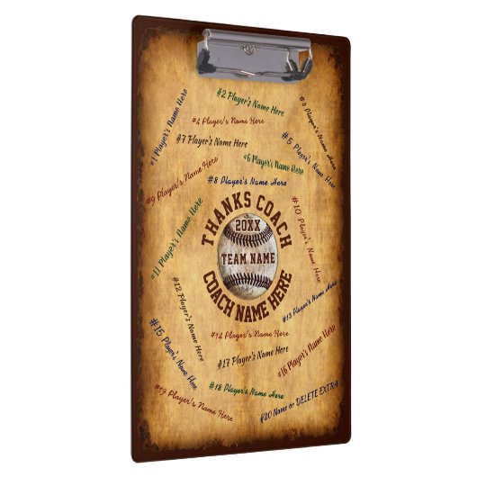 パーソナライズな野球のコーチのクリップボードプレーヤーの名前 クリップボード (右)