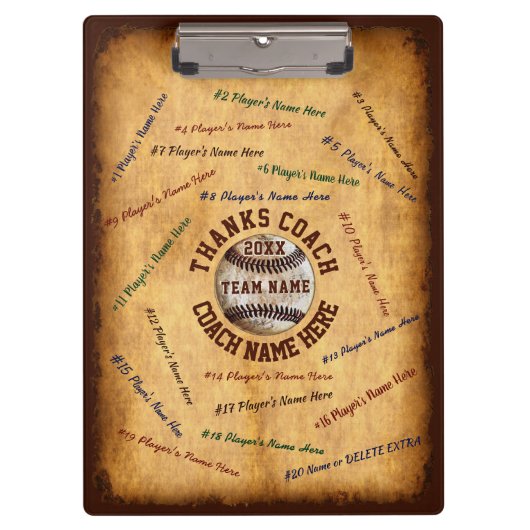 パーソナライズな野球のコーチのクリップボードプレーヤーの名前 クリップボード (正面)