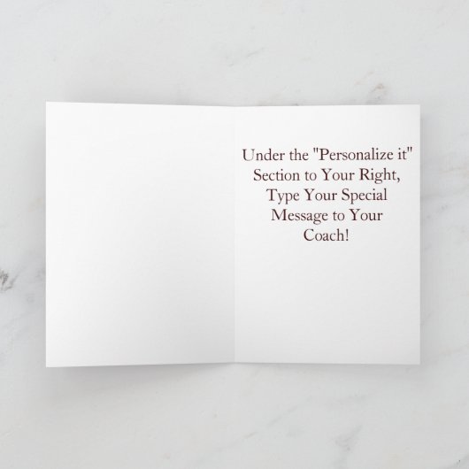 パーソナライズな野球のコーチのサンキューカード サンキューカード (内部)
