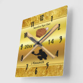 パーソナライズな野球のチャンピオンリーグデザイン スクエア壁時計 (傾斜)