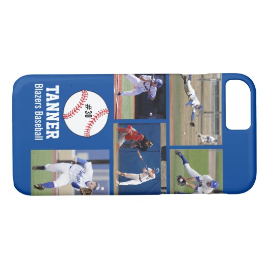 パーソナライズな野球の写真のコラージュの名前のチーム Case-Mate iPhoneケース (裏面(横))