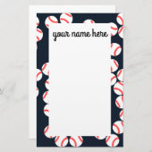 パーソナライズな野球の文房具の紙 便箋 (正面/裏面)