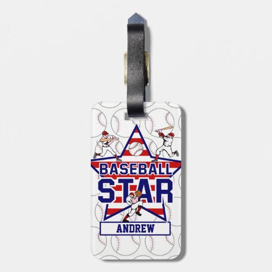 パーソナライズな野球の星条旗 ラゲッジタグ (裏面縦)