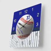 パーソナライズな野球の柱時計あなたの文字、色 スクエア壁時計 (傾斜)
