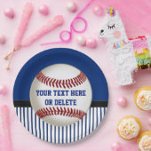 パーソナライズな野球の紙皿赤、白い青 ペーパープレート (パーティー)