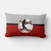 パーソナライズな野球の装飾用クッション、灰色赤 ランバークッション (裏面)