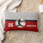 パーソナライズな野球の装飾用クッション、灰色赤 ランバークッション (ブランケット)