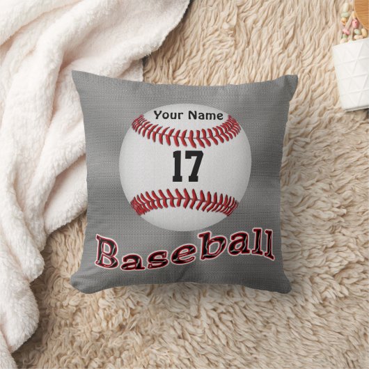 パーソナライズな野球はあなたの名前及び数を置きます クッション (ブランケット)