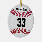 パーソナライズな野球はあなたの名前及び数を飾ります セラミックオーナメント (右)