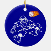 パーソナライズな野球はあなたの名前及び数を飾ります セラミックオーナメント (裏面)