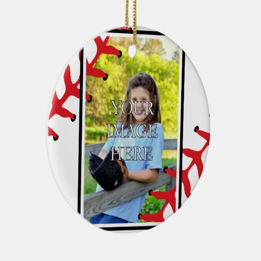 パーソナライズな野球またはソフトボールのオーナメント セラミックオーナメント (右)