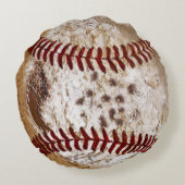 パーソナライズな野球用グラブの枕、汚れた野球 ラウンドクッション (裏面)
